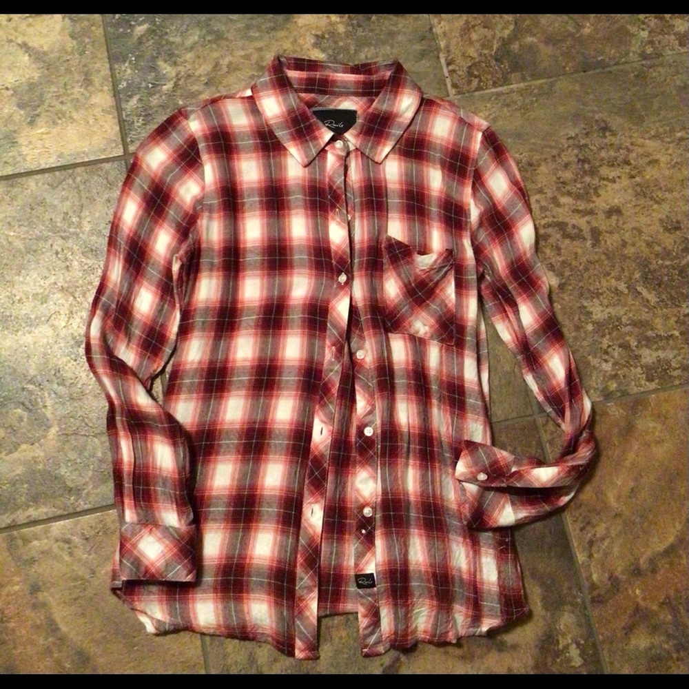 Rails Red and White Plaid Button Down Shirt